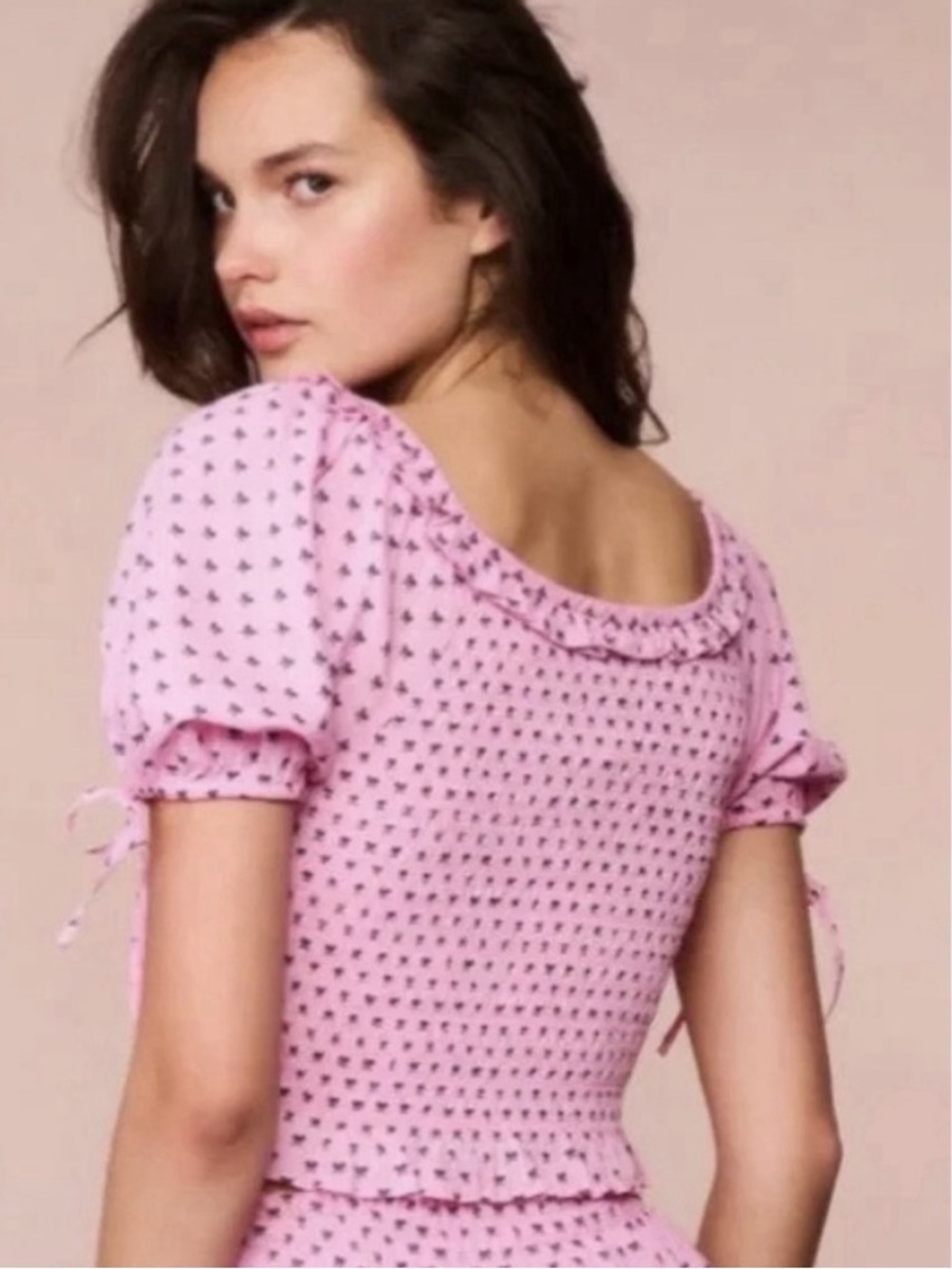 LoveShackFancy Molly Smocked Top in Classic Pink.Key DetailsDesign Pink Size XL - Picture 9 of 10